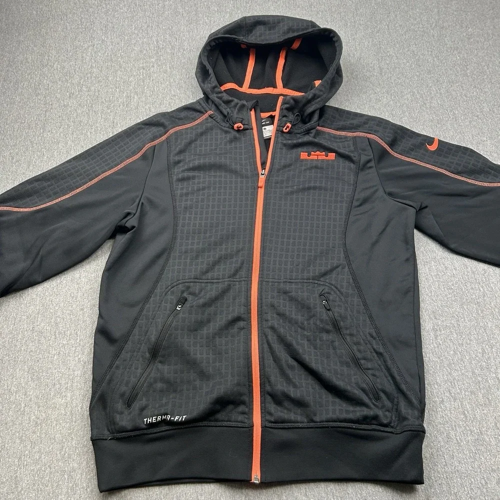 Nike LeBron Therma Fit Full Zip Sweatshirt Men's Small Fleece Lined Black Hoodie
